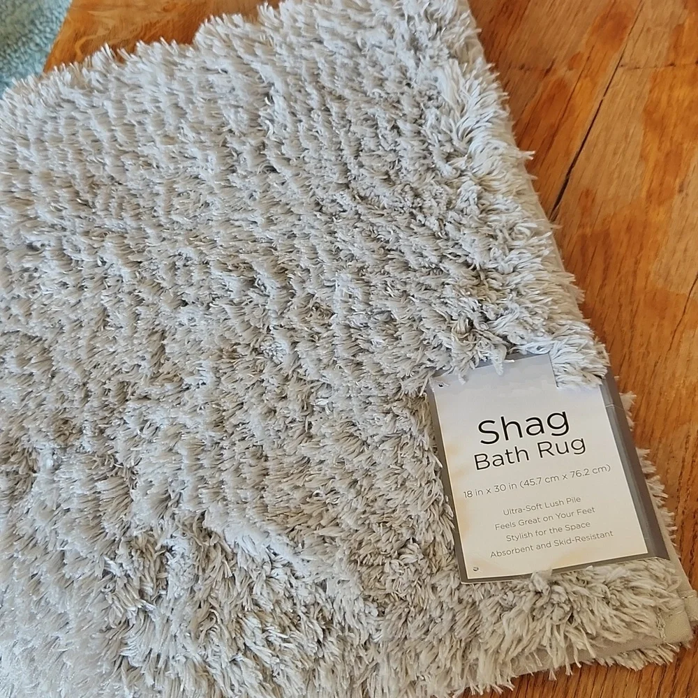 Shag Bath Rug‎ Mat Gray Non Skid 18x30 Soft